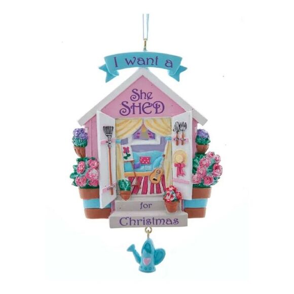 I Want a She Shed for Christmas Holiday Ornament - Picture 1 of 5